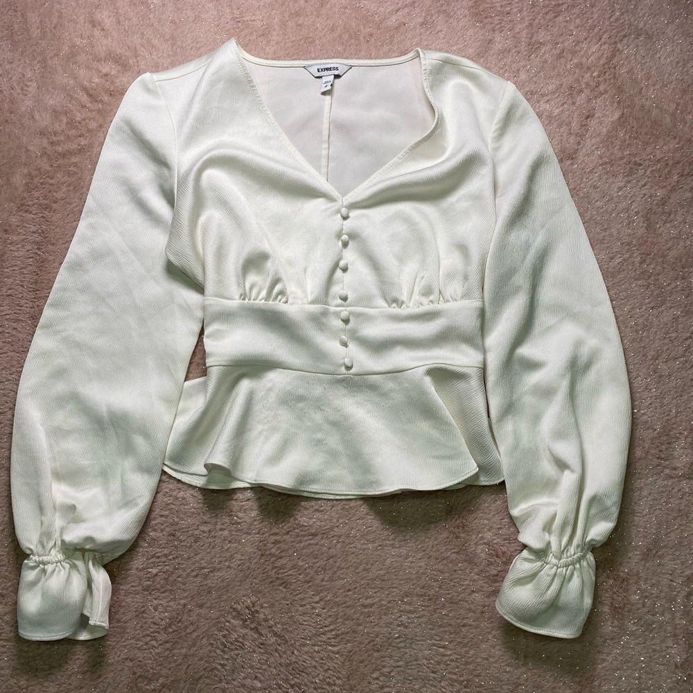 Express Cream Button-Down Blouse - image 1